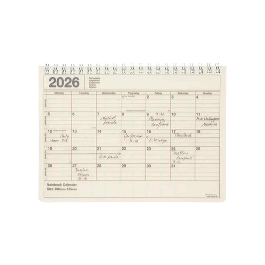 Calendar for the year 2026 on a white background