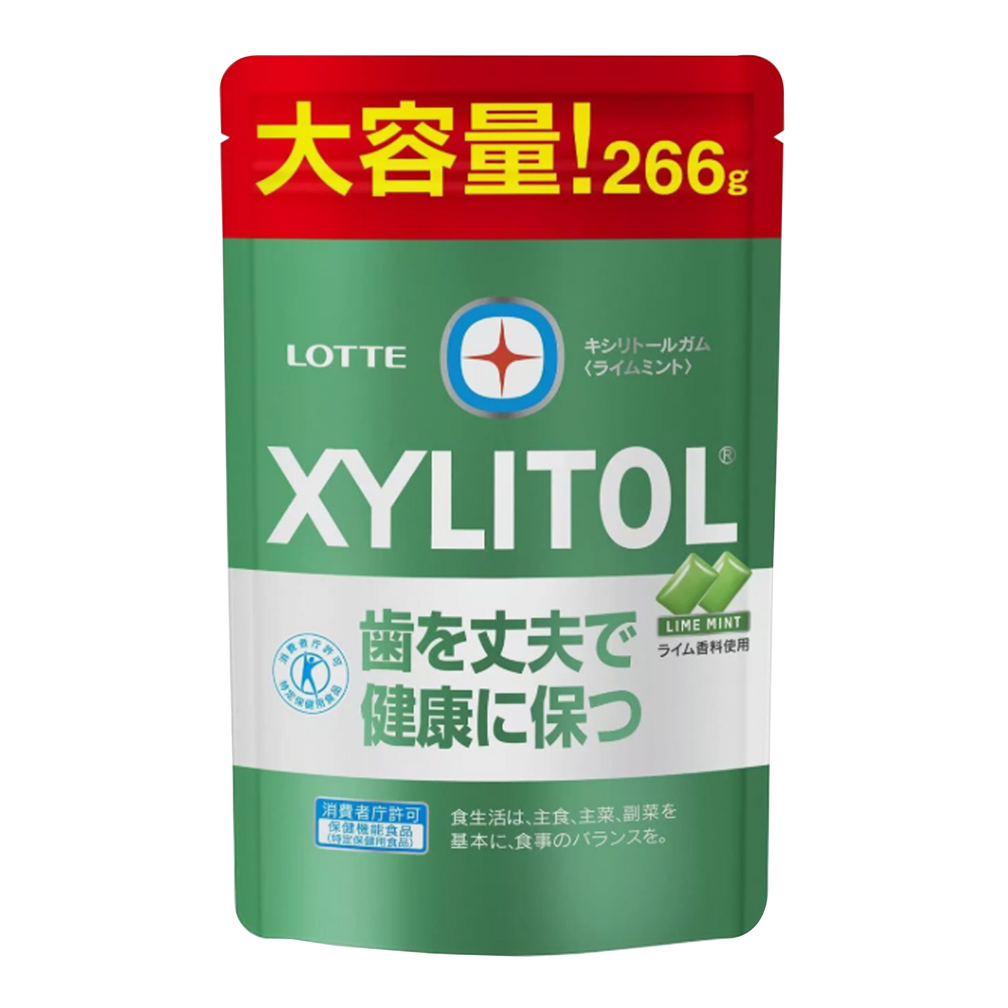 Lotte Xylitol Gum (Lime Mint) Large Capacity Pouch 266g
