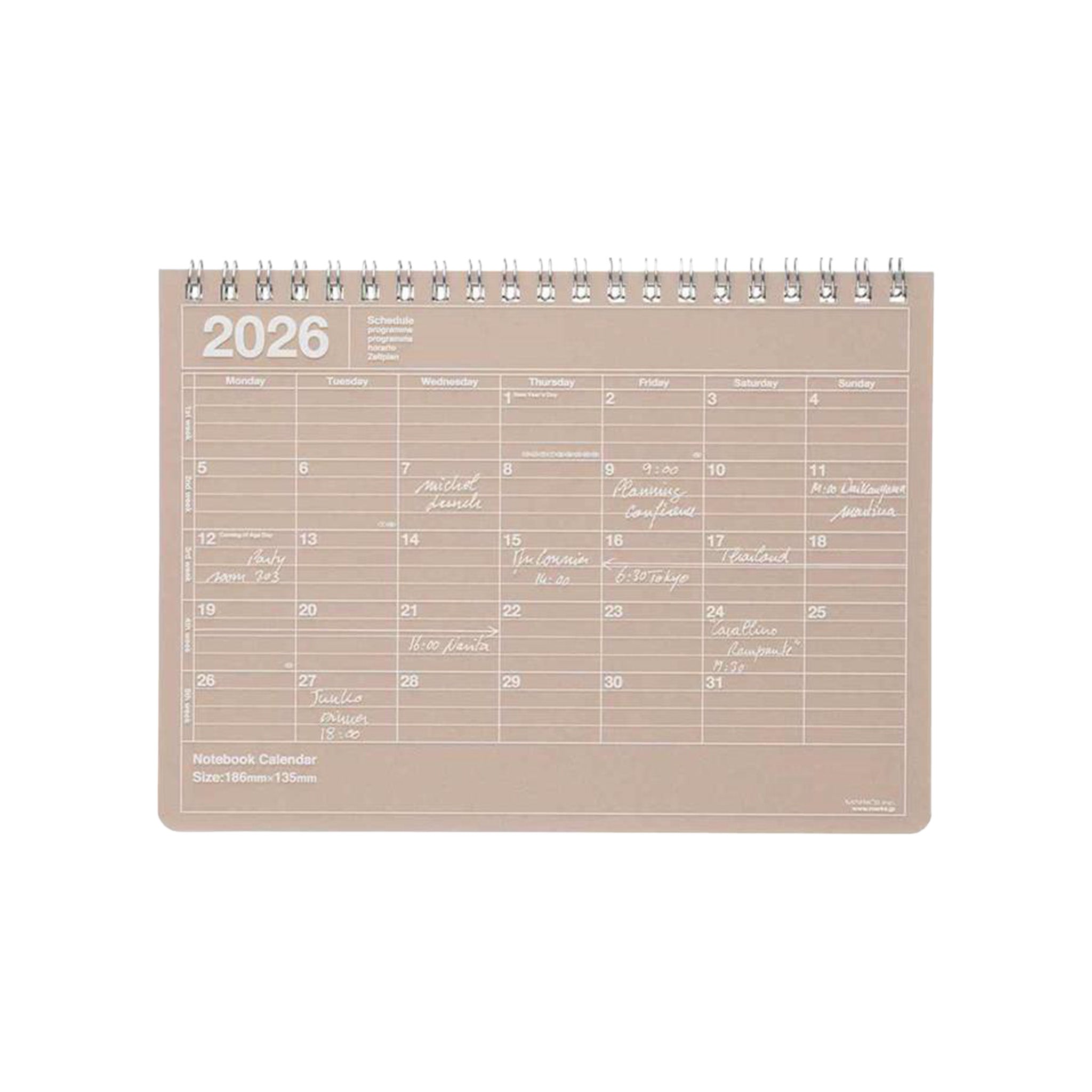 Mark's 2026 Notebook Calendar (Horizontal B5)
