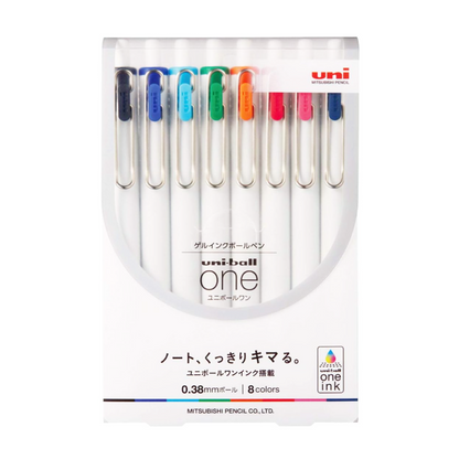 Mitsubishi Pencil Uni-Ball ONE Gel Ballpoint Pen 0.38mm [Set of 8; Vibrant Colors]