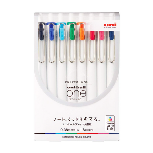 Mitsubishi Pencil Uni-Ball ONE Gel Ballpoint Pen 0.38mm [Set of 8; Vibrant Colors]