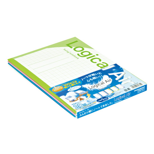 Nakabayashi Logical Air Lightweight & Swing Logical Antibacterial Cover Notebook B5, Square (5mm), B5 [Pack of 5]