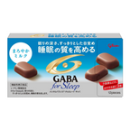 Packaging of Ezaki Glico GABA Mental Balance Chocolate for Sleep in mild milk flavor, showing the chocolate pieces and the text in Japanese.