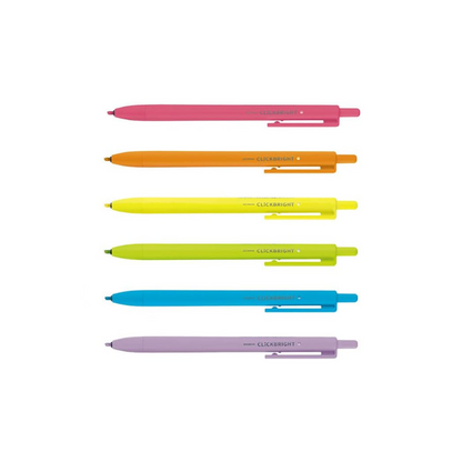 Zebra Click Bright Retractable Highlighter (6 Colors) ‎[WKS30-6C
  ]
