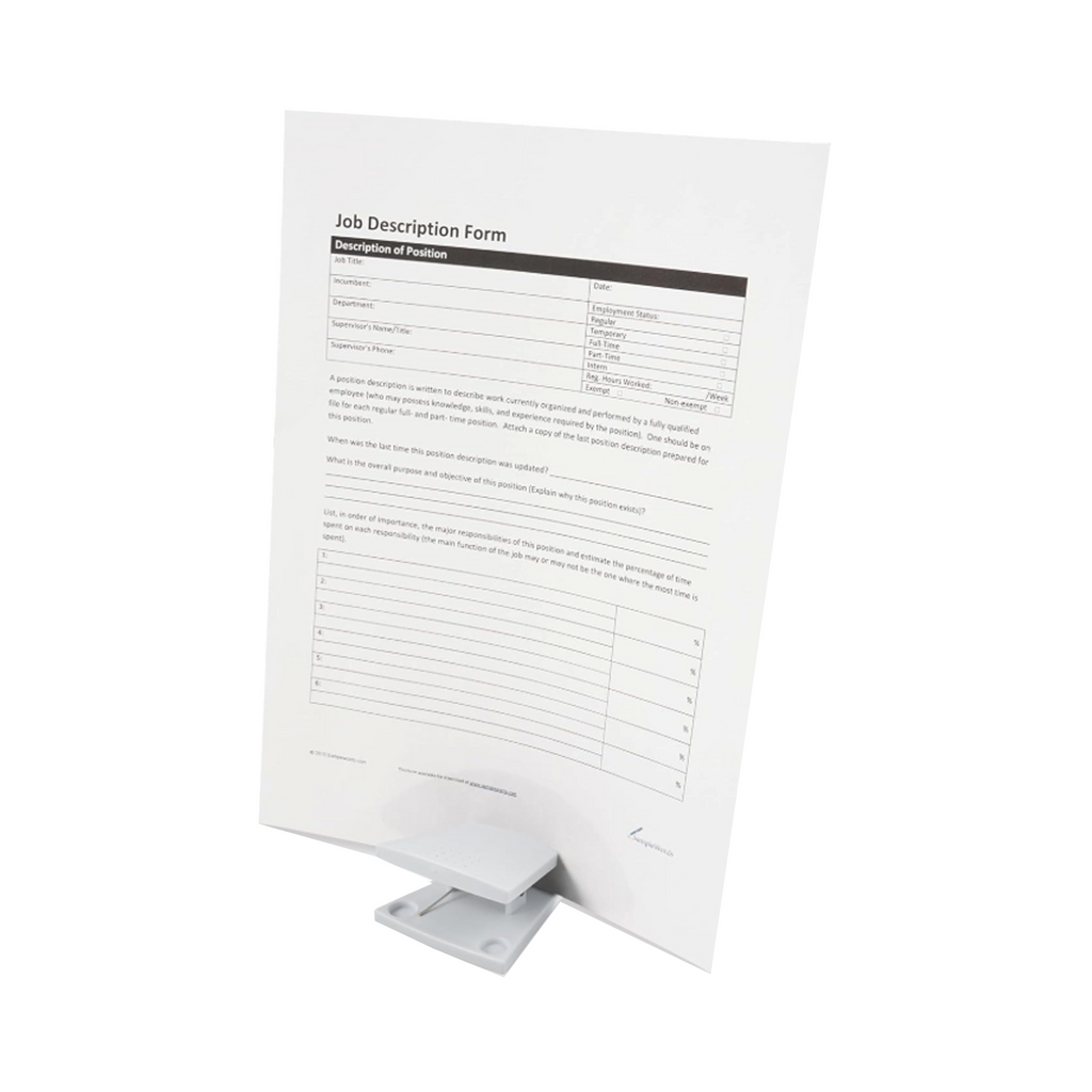 Carl A4 Paper Clip Stand Document Holder – White Desktop Organizer (Holds 10 Sheets)