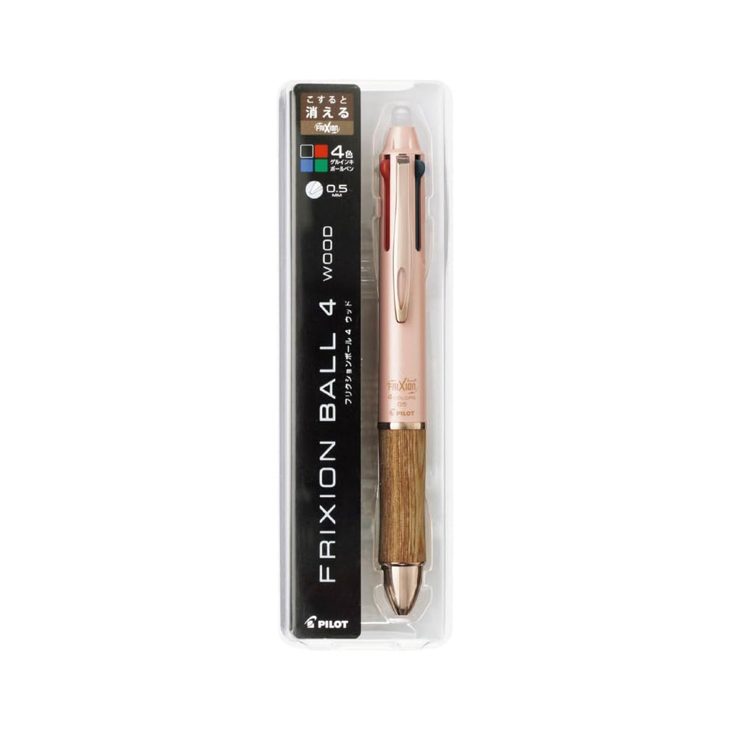 PILOT FriXion Ball 4 Wood 0.5mm – Bordeaux/Coral Pink/Black/Dark Green/Brown