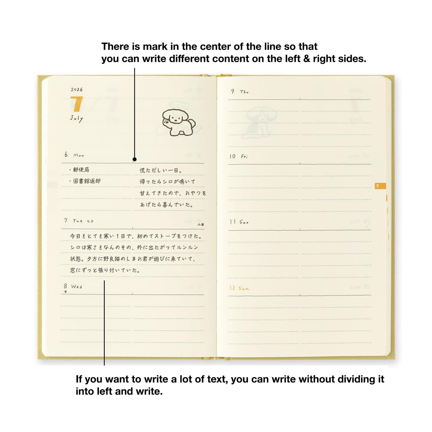 Midori Book-style Diary 2026 B6 Weekly