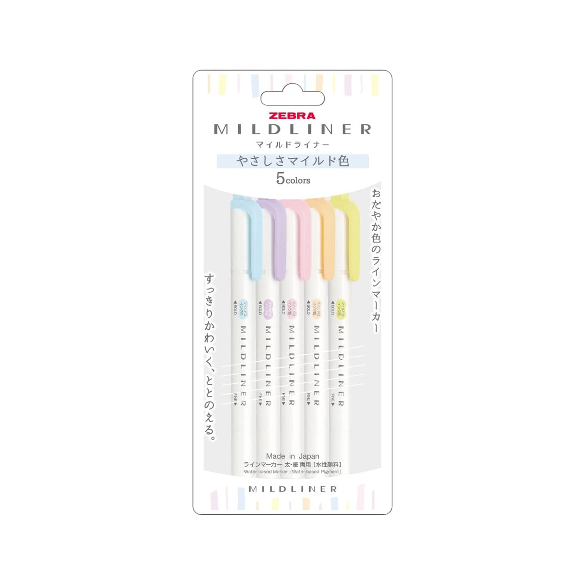 Zebra Mildliner Highlighter – 5 Color Set