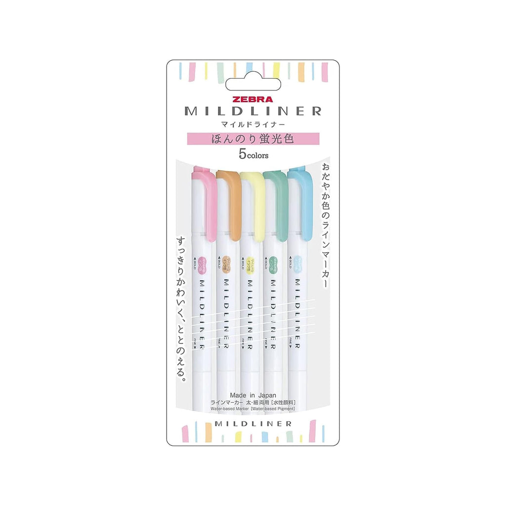 Zebra Mildliner Highlighter – 5 Color Set