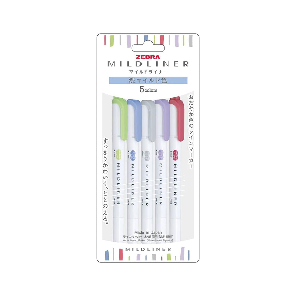 Zebra Mildliner Highlighter – 5 Color Set