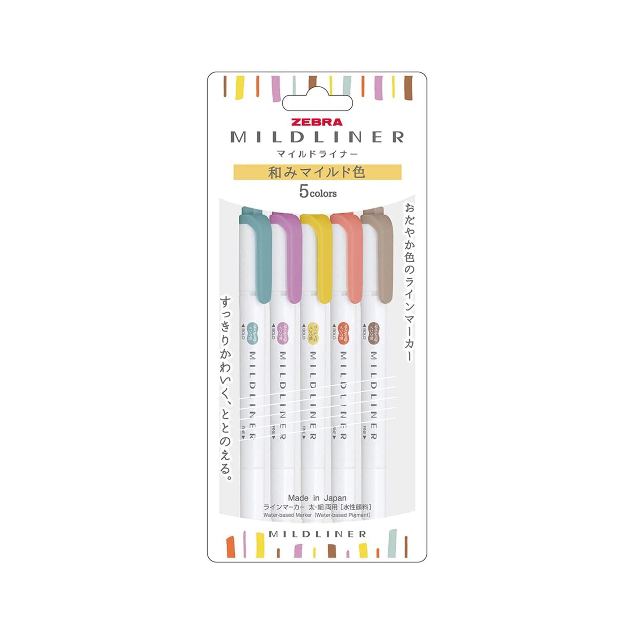 Zebra Mildliner Highlighter – 5 Color Set