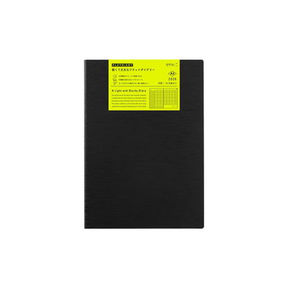 Midori Flat Diary 2026 A4 Monthly – Black, Bookmark Limited Edition (Starts October 2025)