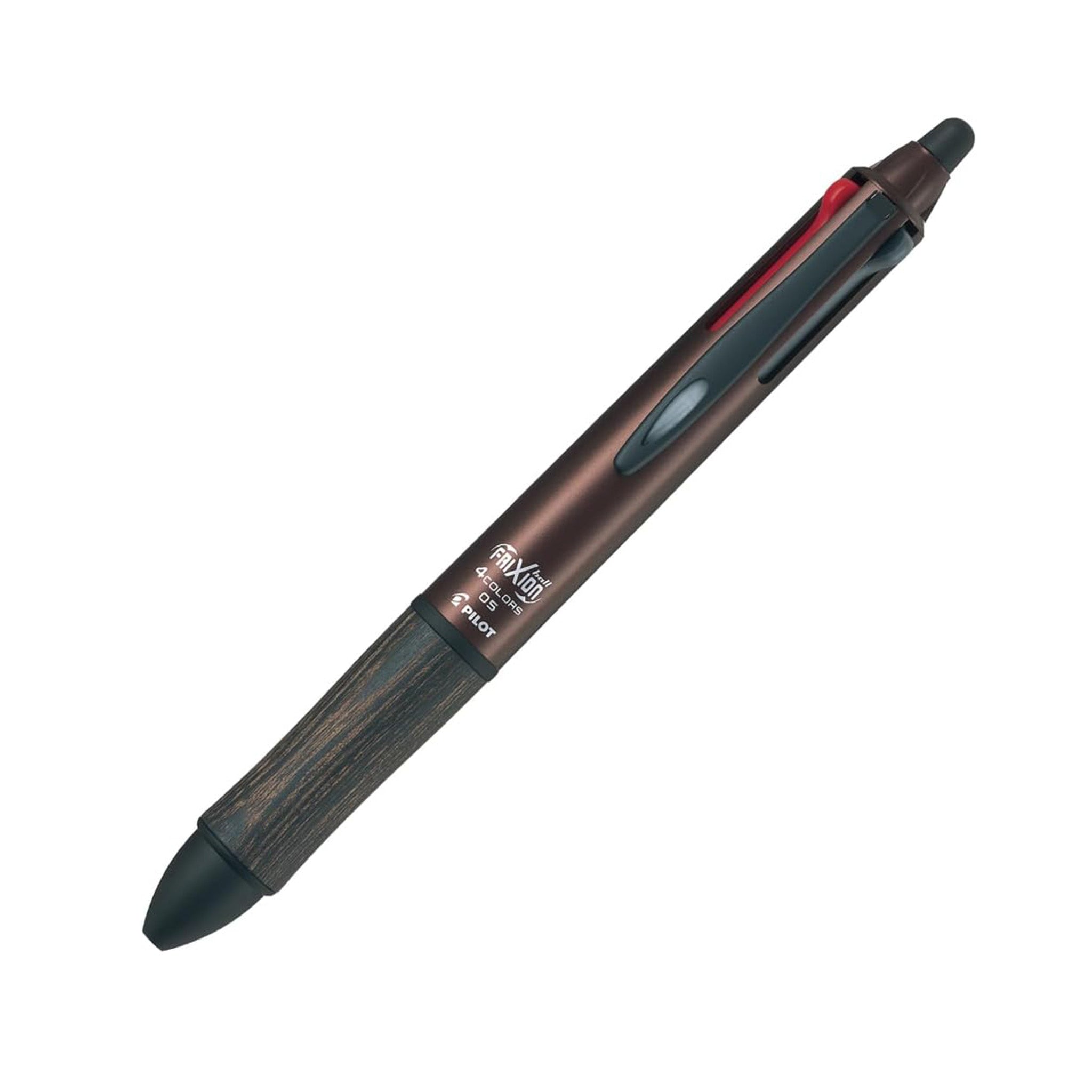 PILOT FriXion Ball 4 Wood 0.5mm – Bordeaux/Coral Pink/Black/Dark Green/Brown