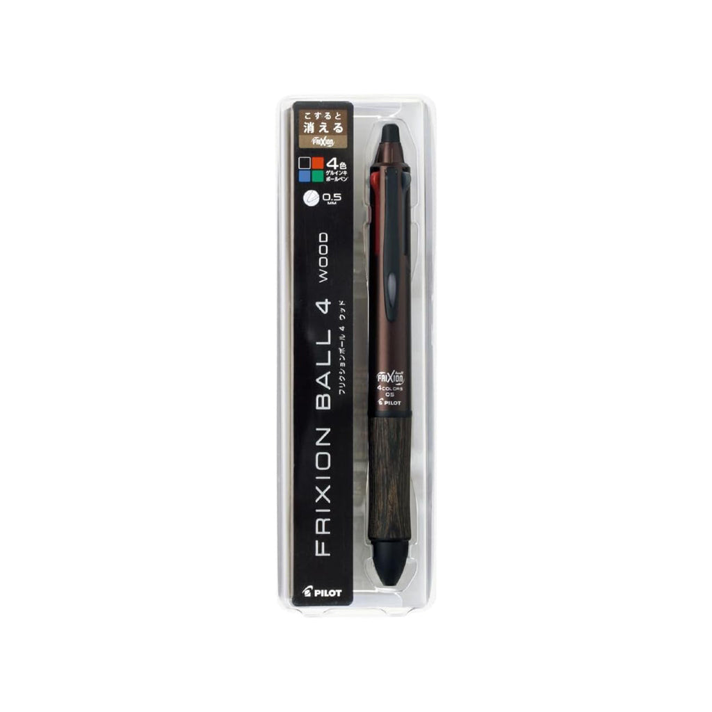 PILOT FriXion Ball 4 Wood 0.5mm – Bordeaux/Coral Pink/Black/Dark Green/Brown