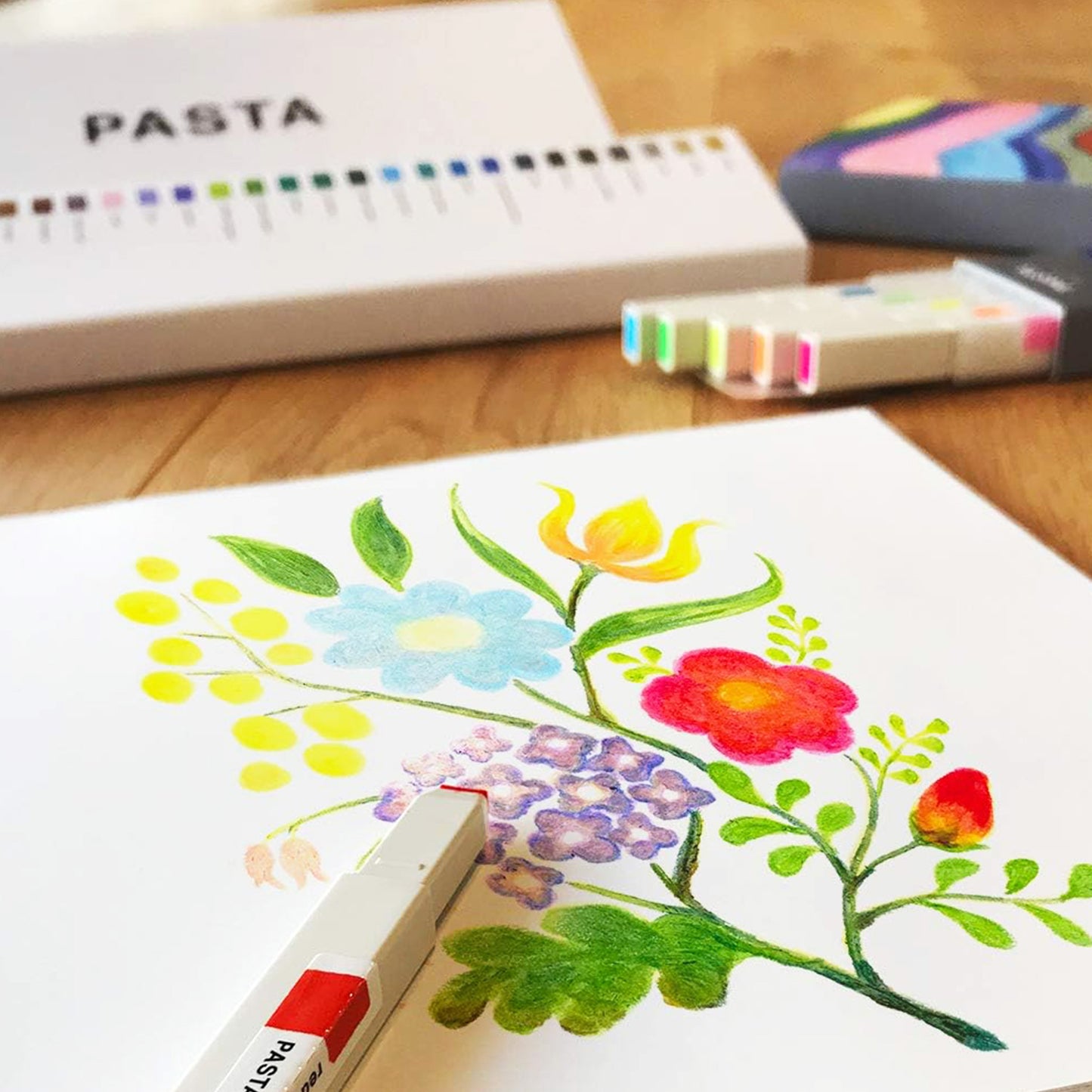 KOKUYO PASTA Solid Graphic Marker Set – 5 Fluorescent/10 Standard/30-Color Complete Set (Retractable Water-Based Pigment Markers)