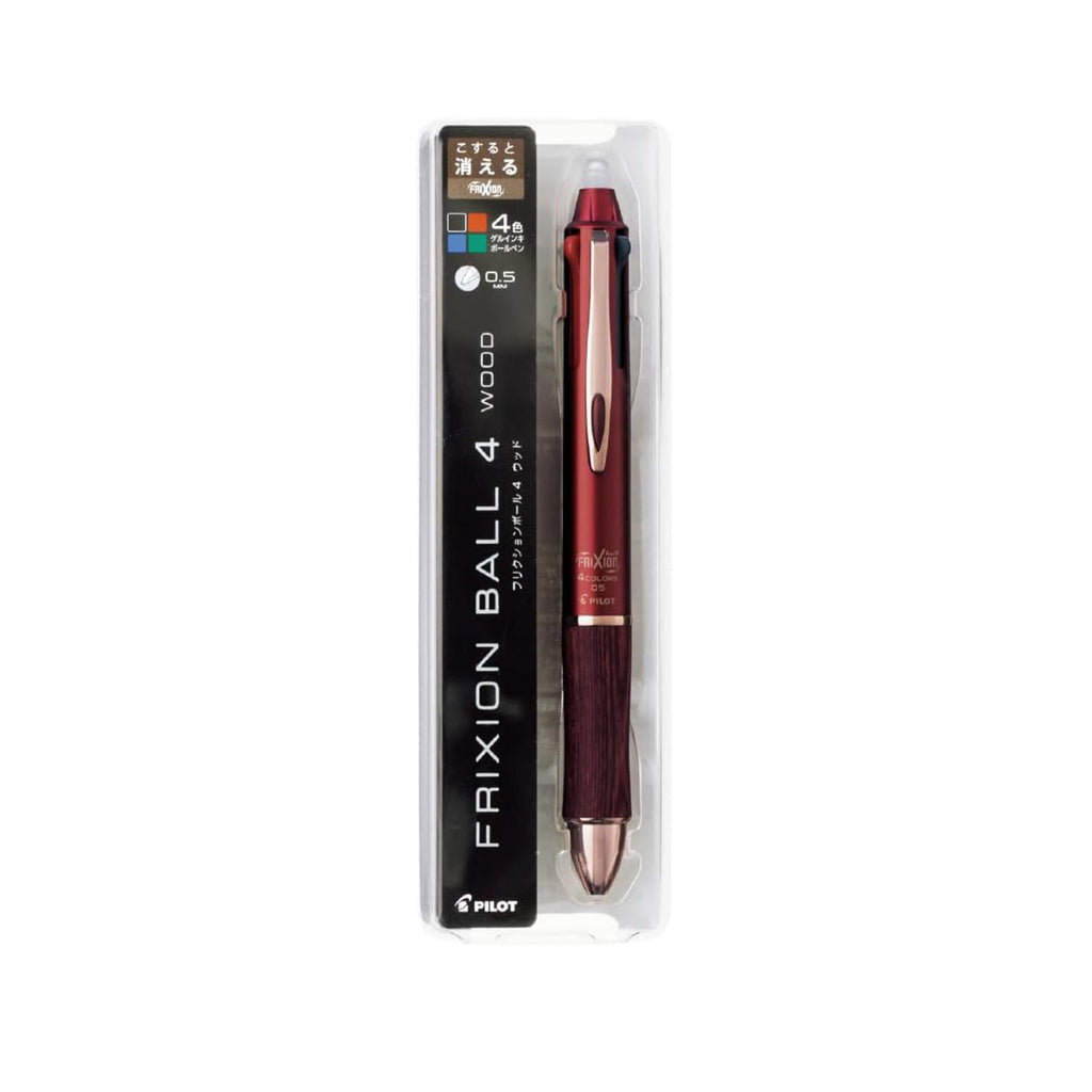 PILOT FriXion Ball 4 Wood 0.5mm – Bordeaux/Coral Pink/Black/Dark Green/Brown
