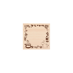 Wooden decorative panel with cartoon cat and flower design on a white background