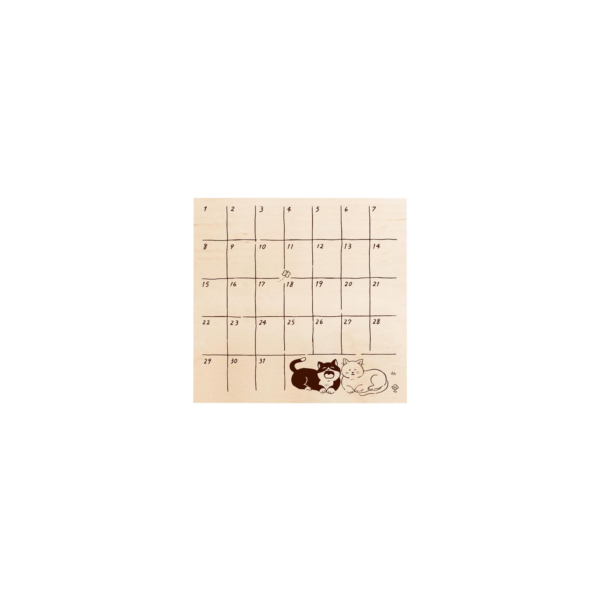 Calendar with cartoon cats on a white background