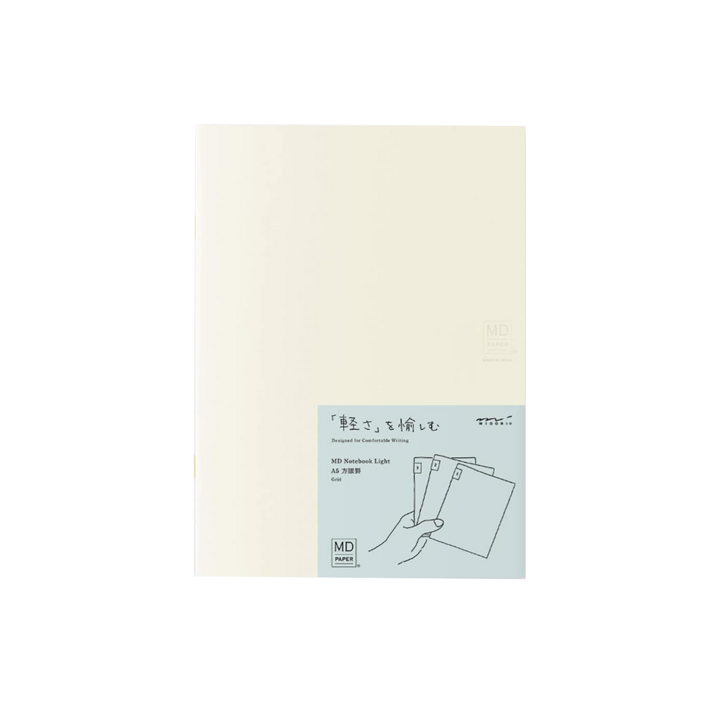 Midori Designphil MD Notebook Light A5 – Square Ruled Grid, 5mm, Set of 3