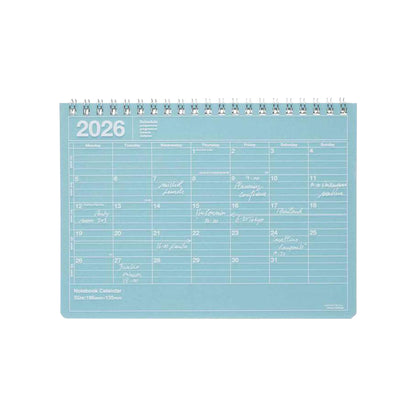 2026 calendar with a blue background on a white background