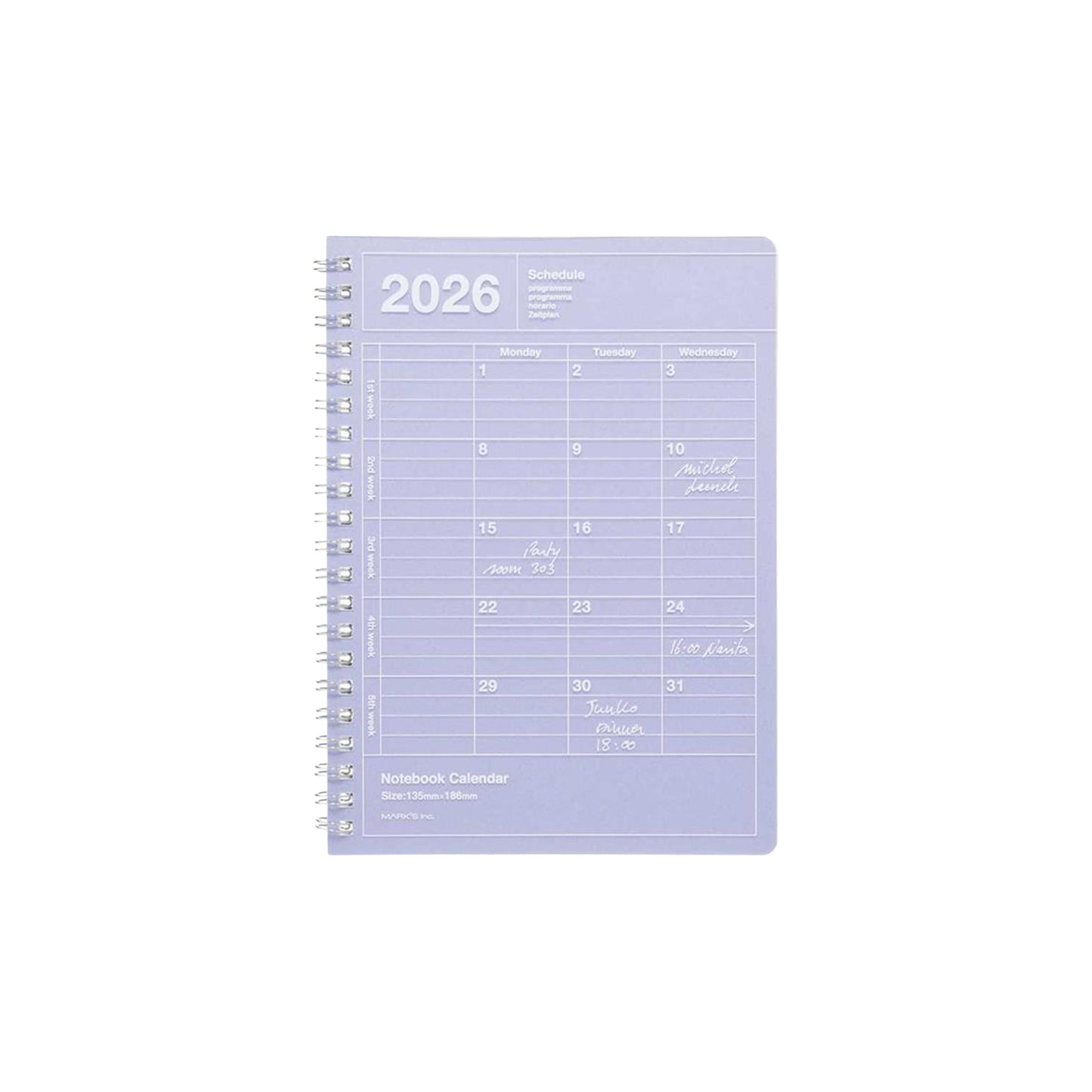 Mark’s 2026 Notebook Calendar S (Vertical B6)
