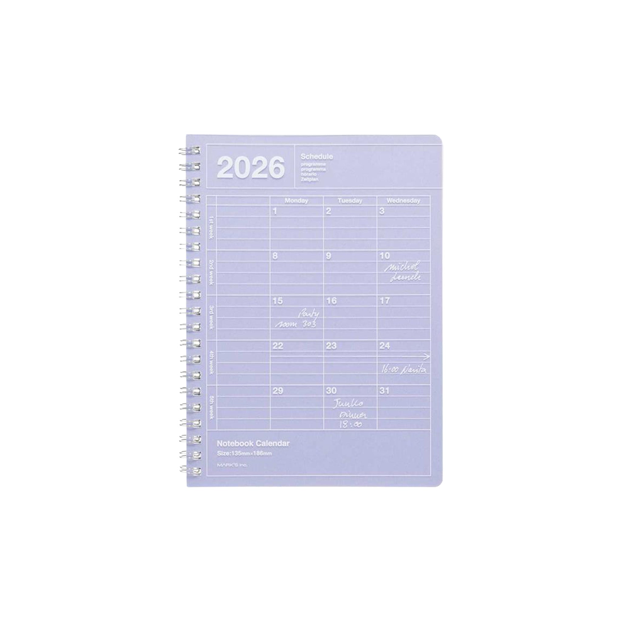 Mark’s 2026 Notebook Calendar S (Vertical B6)