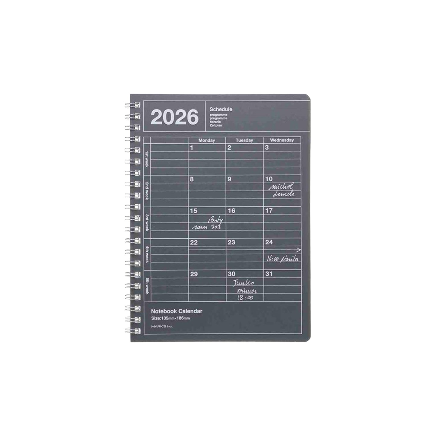 Mark’s 2026 Notebook Calendar S (Vertical B6)