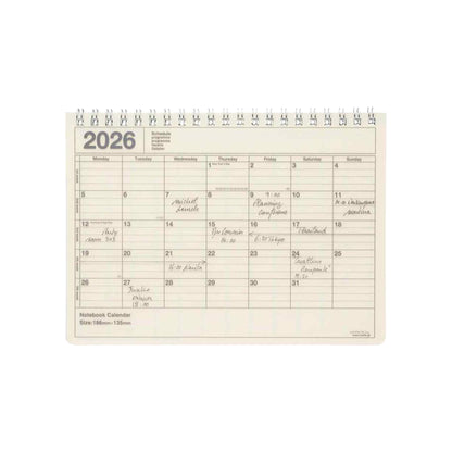 Mark's 2026 Notebook Calendar (Horizontal B5)