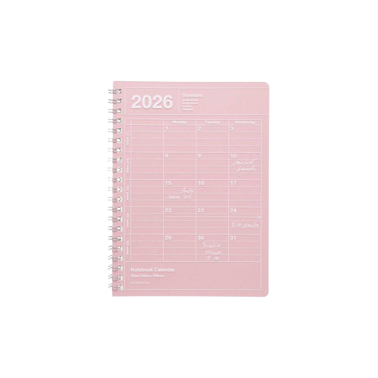 Mark’s 2026 Notebook Calendar S (Vertical B6)