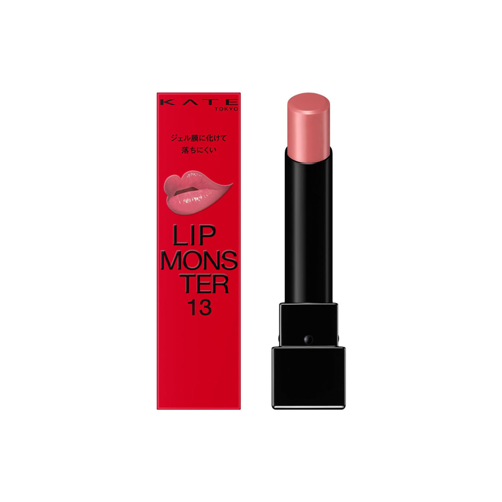 Lipstick with red packaging featuring 'KAT' and 'LIP MONSTER 13' on a white background