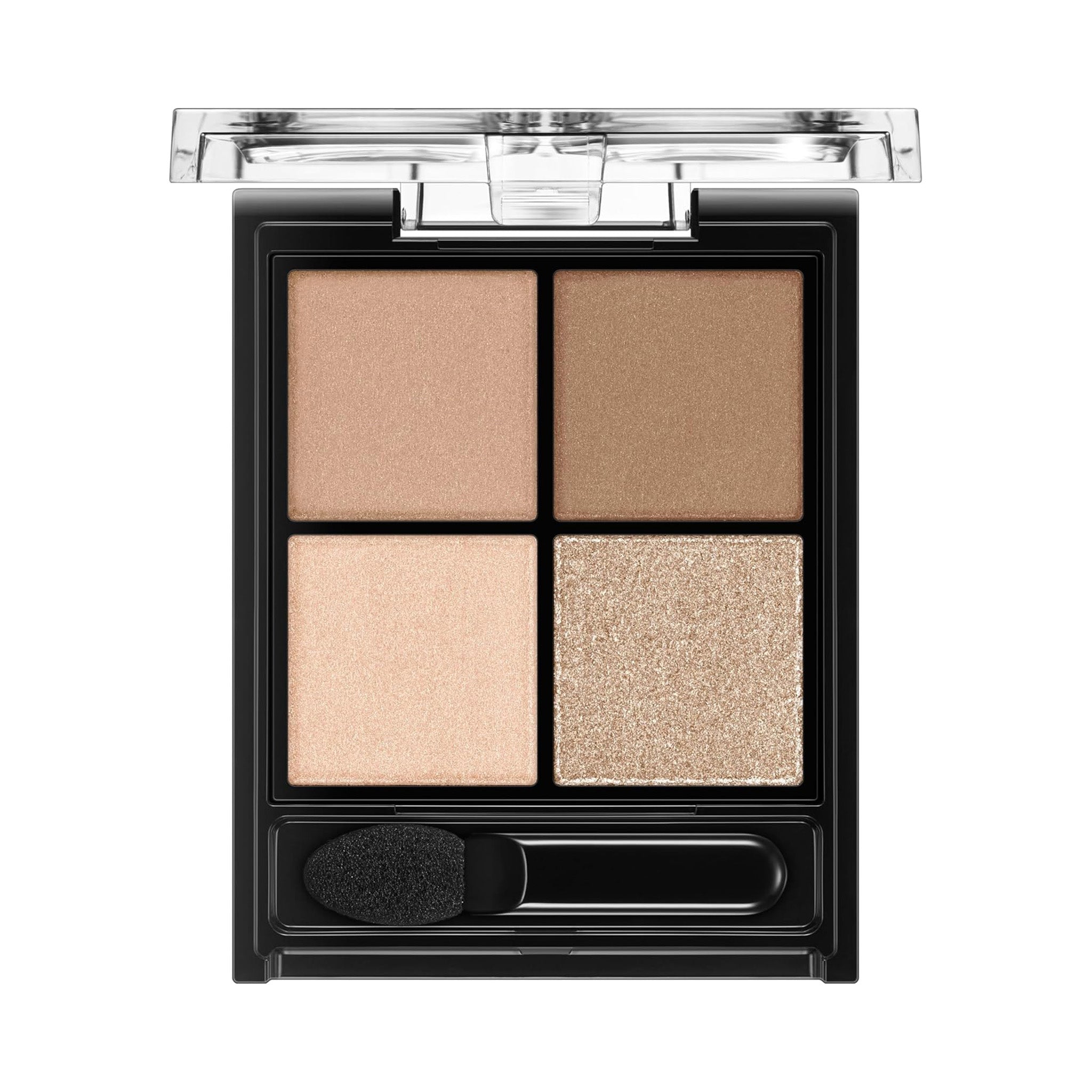Makeup eyeshadow palette with four colors on a white background