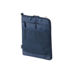 A navy blue zippered pouch with multiple front pockets and a mesh front panel, shown on a plain white background.