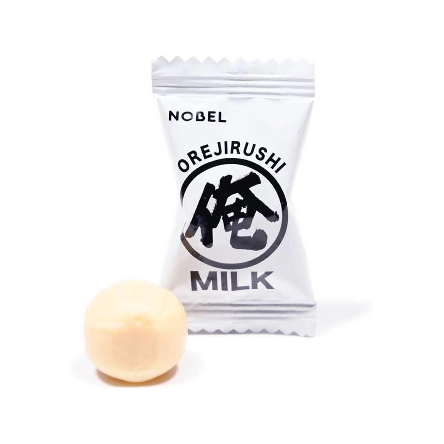 Milk candy and its packaging on a white background