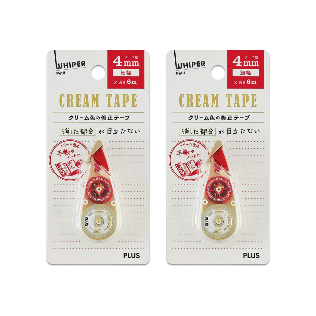 PLUS Whiper Petit Cream Correction Tape 4mm x 6m – 2 Pack