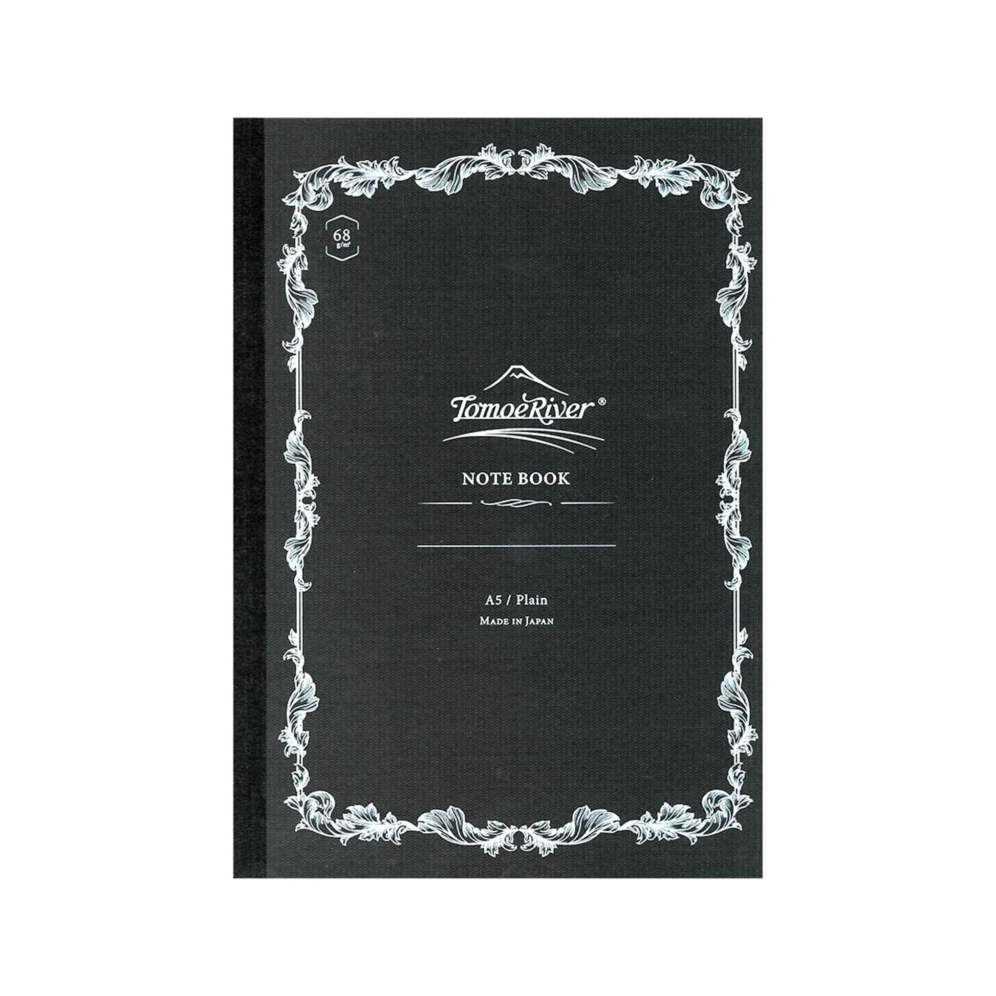 Black notebook with decorative border and 'Tamae River' branding on a white background
