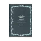 Black notebook with decorative border and 'Tomoe River' branding on a white background