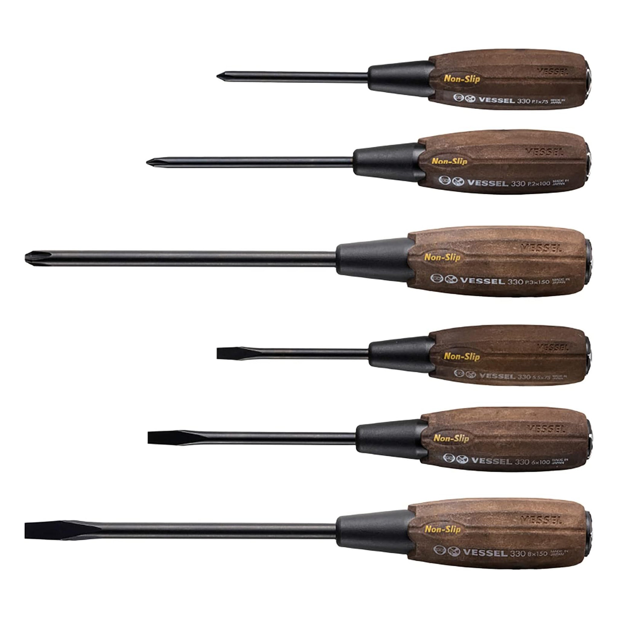 VESSEL Woody Penetrating Screwdriver Set – 6 Piece Boxed Set (336PS)